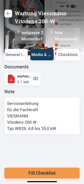 Herstellerangaben Wartungslisten