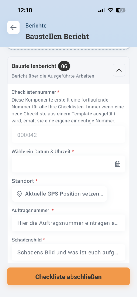 Wartungs mit App